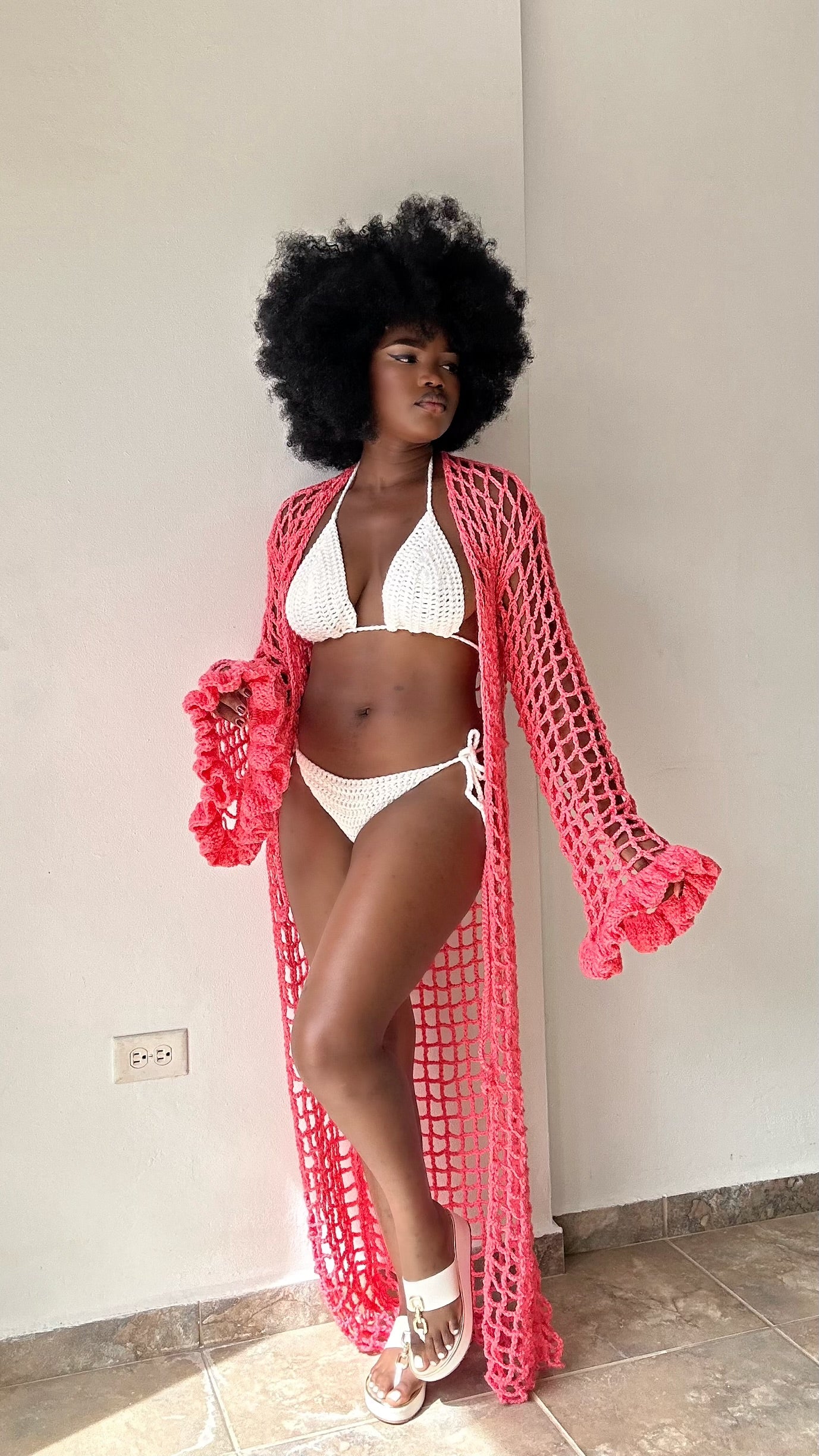 Crochet robe with bikini