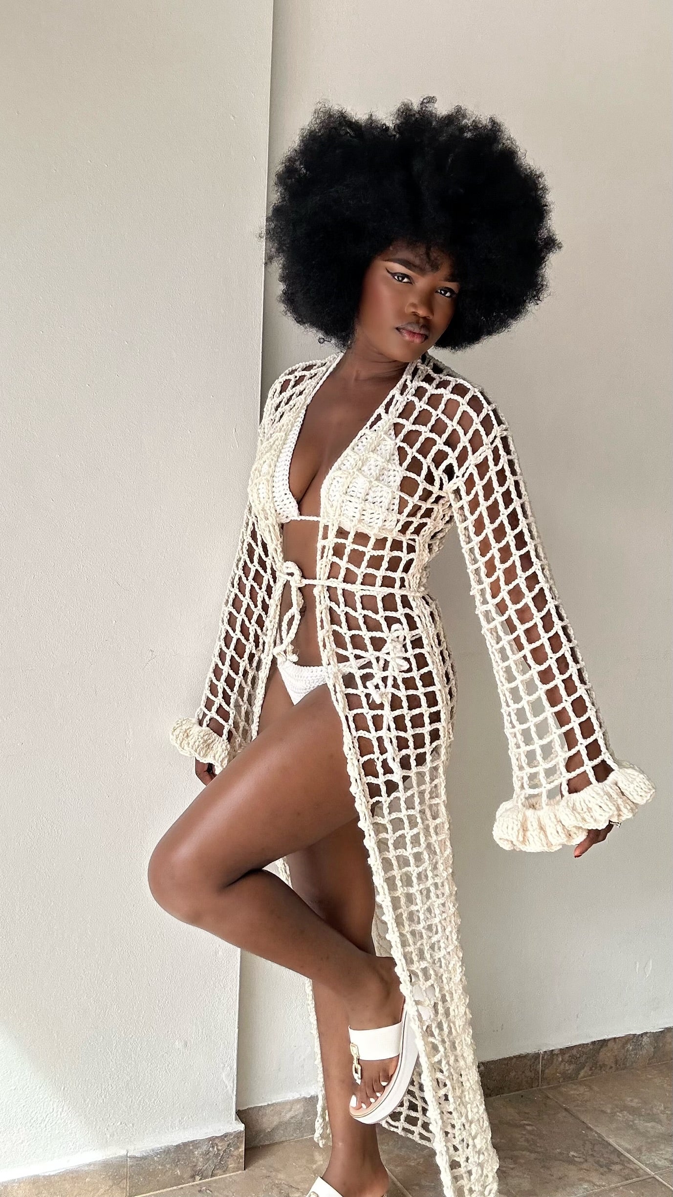 Crochet robe with bikini