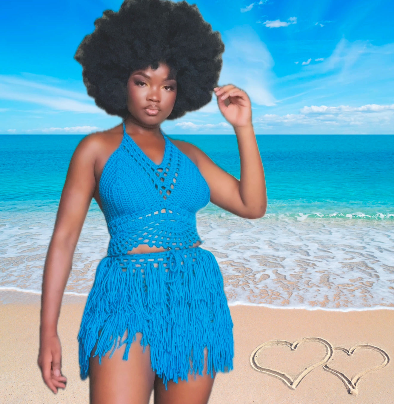 SYDNEY Crochet fringe set (top and shorts as displayed)