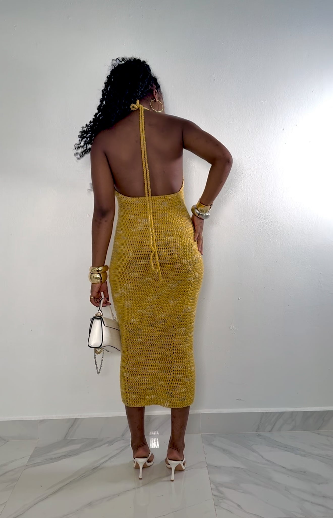 V neck midi dress