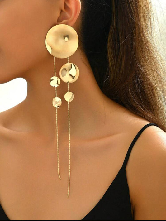 Long smooth round, exaggerated European Fashion earrings