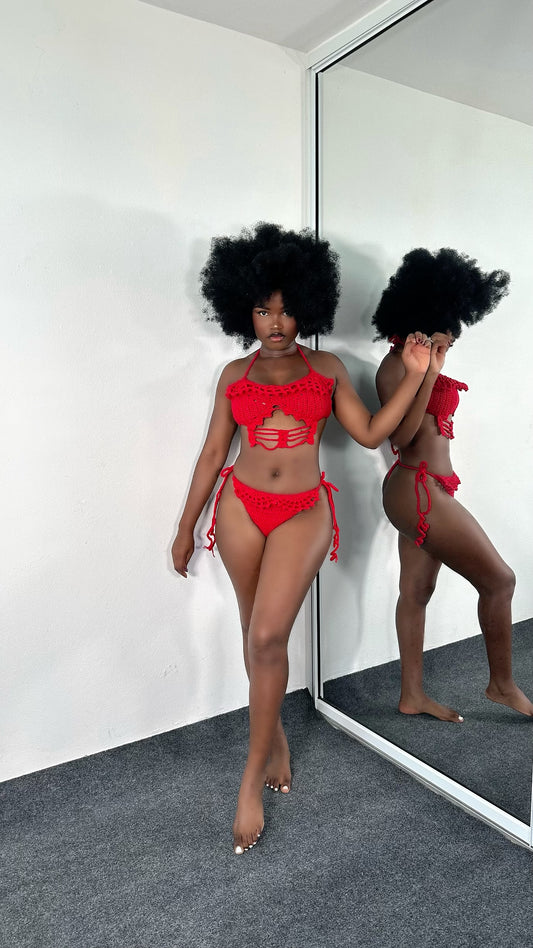 Corset bra crochet bikini set