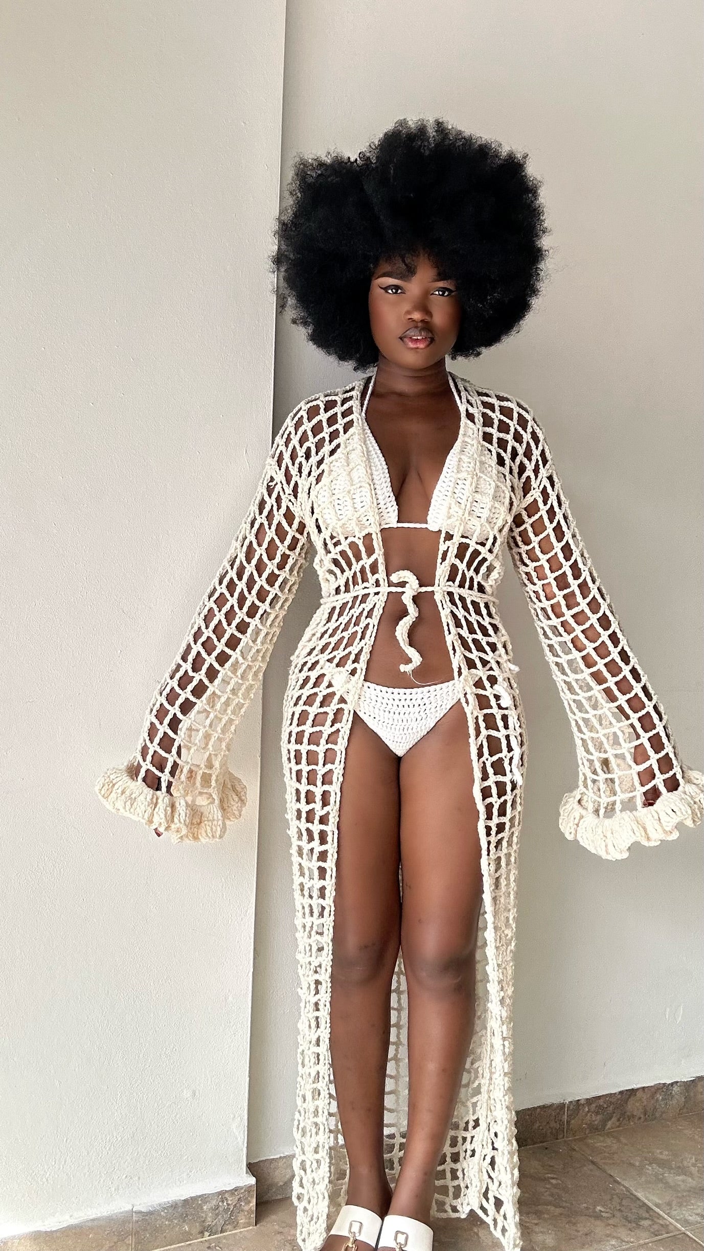 Crochet robe with bikini
